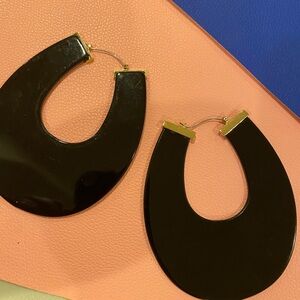 Ex Large Elegant Black and Gold Hoop Earrings